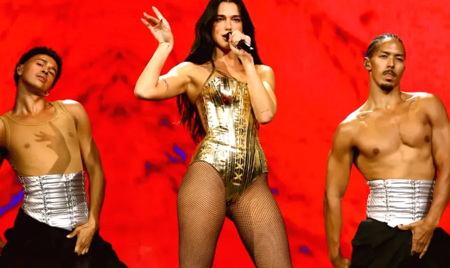 Dua Lipa's Mesmerizing Gold Bodysuit Outfit