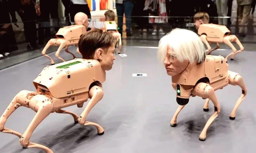 At Art Basel, Elon Musk, Andy Warhol and Jeff Bezos transformed into robotic dogs that create picture-pooping art