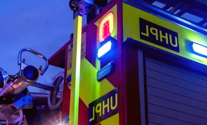 Firefighters combat fire in a barn