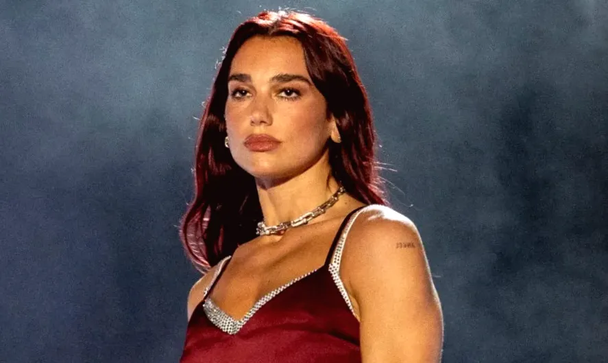 Dua Lipa Shows That Red is Her Color in Cut-Out Bodysuit