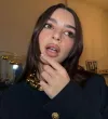 Emily Ratajkowski Exudes Powerful Boss Vibes in Sleek Black Suit and Glossy Lips